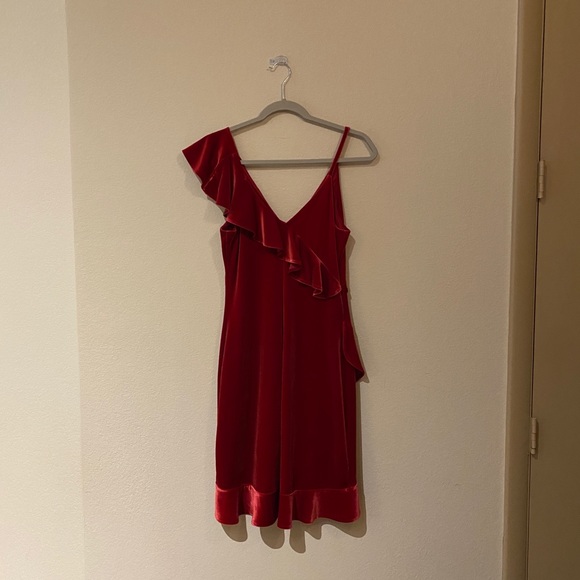 NWT Express Red Velvet Christmas Party Hi-Lo Dress - Picture 4 of 6